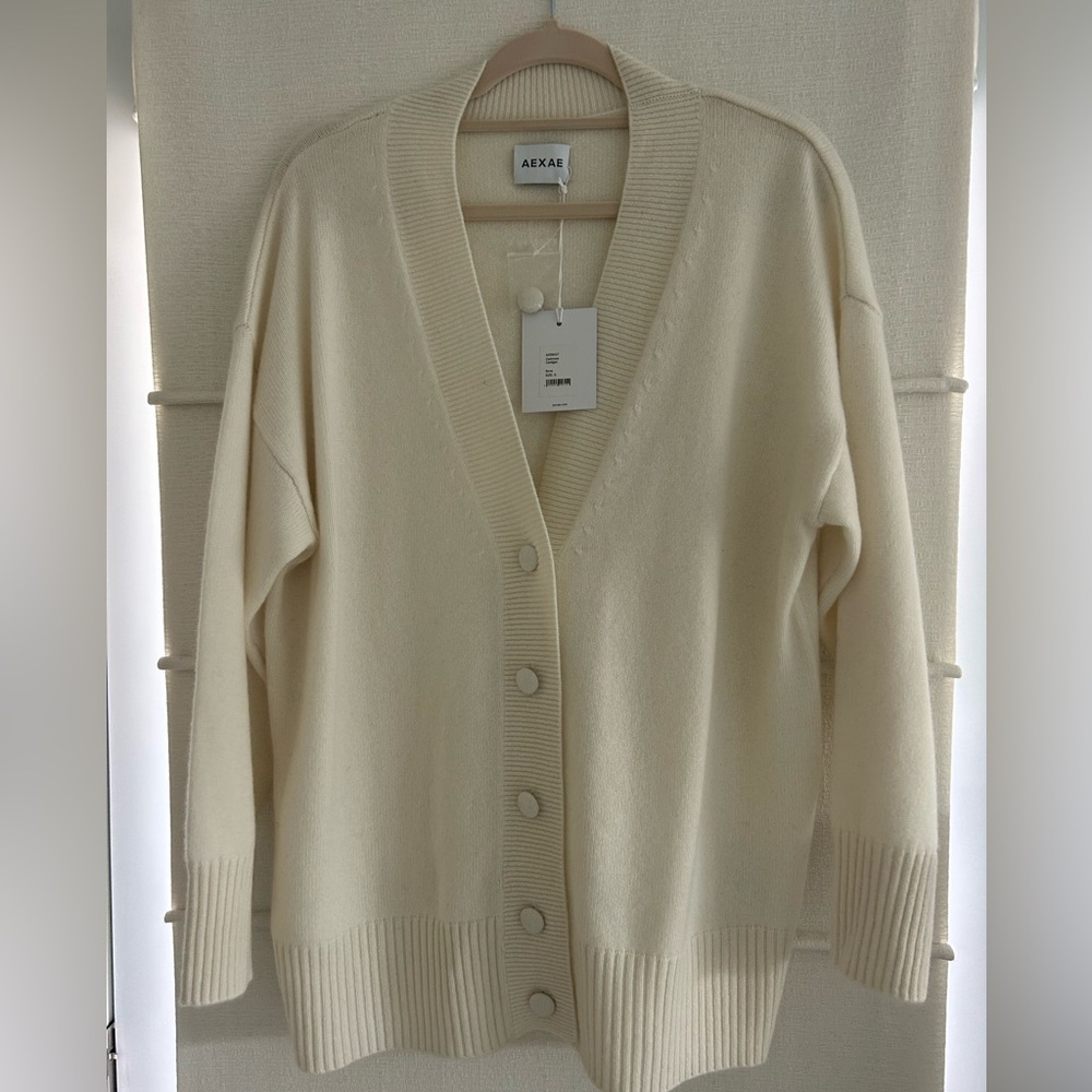 AEXAE Cashmere Cardigan in Bone
